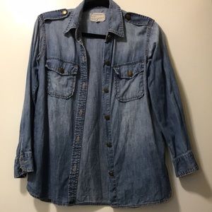 Long sleeve denim button up shirt